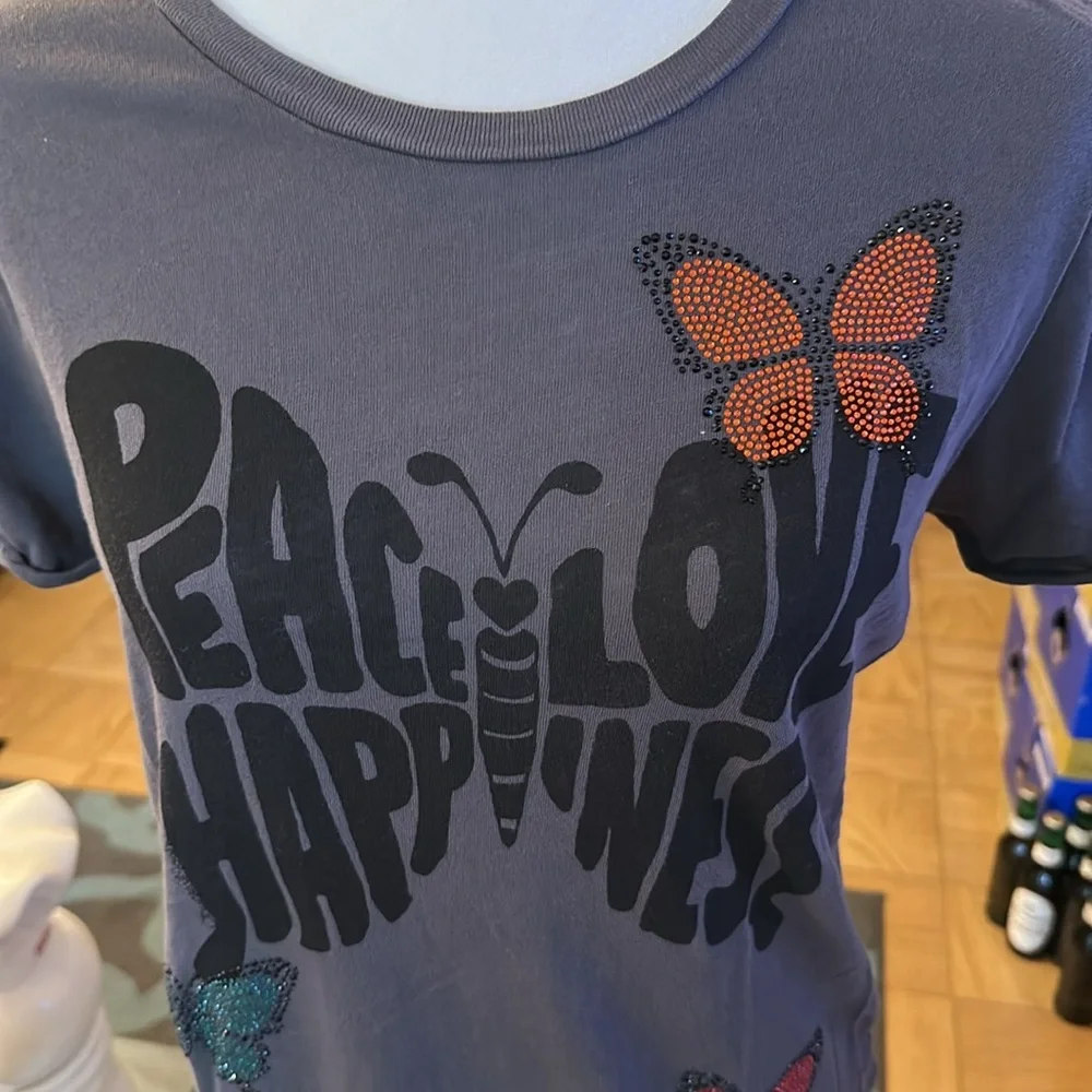 Lauren Moshi grey tee shirt with crystal stones - Picture 2 of 3